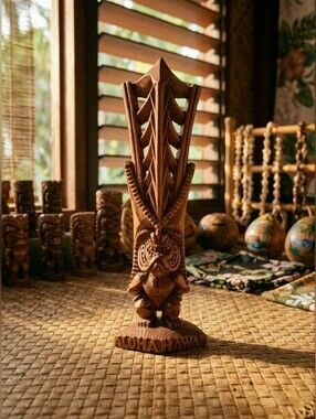 ALOHA HAWAII Faux Hand Carved Wooden Tiki Statue